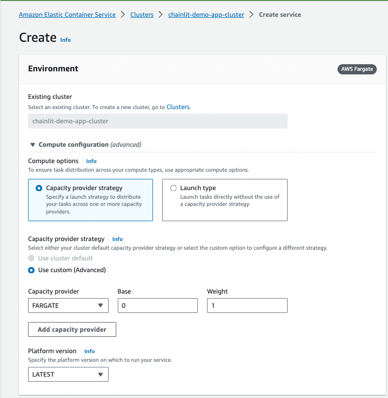 Create service step 2