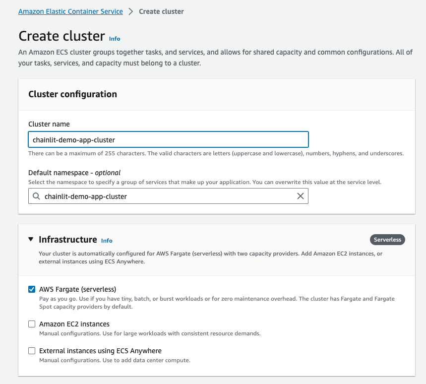 Fill in cluster details